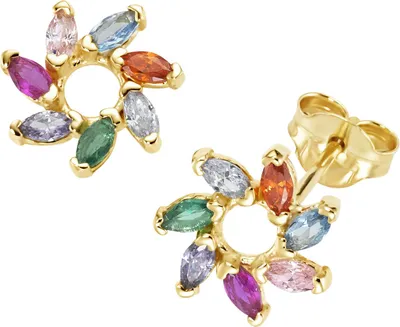 Image de Boucles d'oreilles carat pour femmes Fleurs Zircone Or jaune 375 94053140