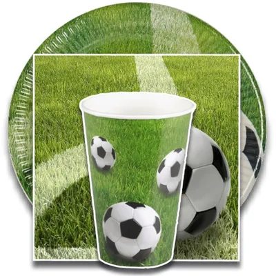 Produktbild von tradingbay24 Party-Set Fußball (60-teilig: Servietten, Teller, Becher) tbK0048 Einweg-Party-Set Party-Deko-Set Football Soccer