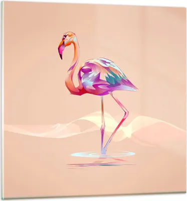 Produktbild von Bilder auf glas - Flamingo Vogel Wasser - 60x60cm - Glasbilder - Wandbilder - Kunstdruck - zum Aufhängen bereit - Wanddekoration aus Glas - Glas Bilder - Wandbild auf Glas - Einteilig - GAC60x60-3839