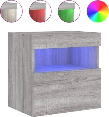 Imagen del producto de Mueble de TV para pared con iluminación LED, color gris Sonoma, dimensiones 40x30x40 cm