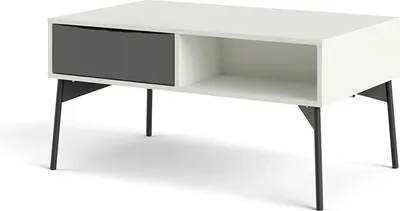 Produktbild von Elly Couchtisch 1 Schublade, 3 Einlegeböden mattweiß, grau.