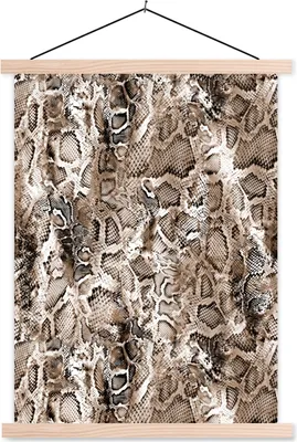 Produktbild von MuchoWow® Textilposter Tiermuster - Schuppen - Braun 40x53 cm mit holzfarbenen Rahmen - Schlafzimmer