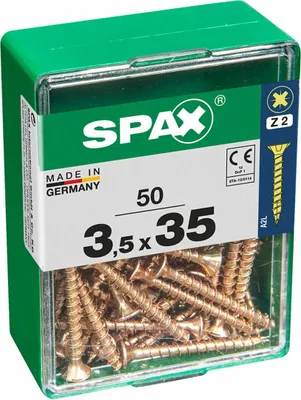 Image de Boîte 50 Unités. Vis A Bois Spax Cab. Plat Yellox 3.5x35mm Spax