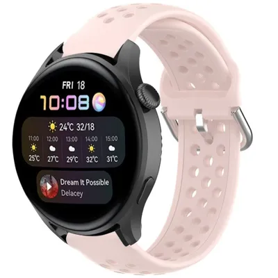 Produktbild von Strap-it Huawei Watch 3 (Pro) Silikonarmband mit Löchern (Rosa)