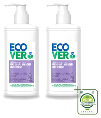 Productafbeelding van 2 x Ecover handzeep - Lavendel & Aloë Vera - 250 ml - Grote verpakking - 2 stuks