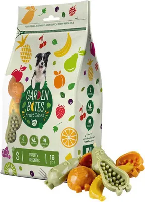 Obrázek produktu pro 18 kusů á 7 cm - Garden Bites Fruity Friends - vegetariánské zubní - žvýkačky - kousky ovoce