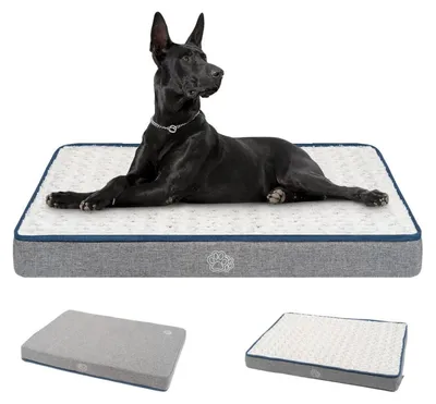 Productafbeelding van Hondenbed XXL, wasbaar, waterdicht, 112x76x8 cm, grijs. Afneembare hoes, orthopedisch