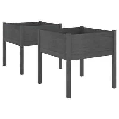 Produktbild von Pflanzkübel 2 Stk. Grau 70x70x70 cm Massivholz Kiefer