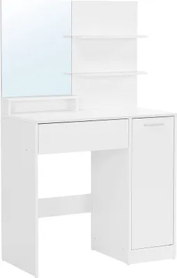 Produktbild von VASAGLE Schminktisch, Schminktisch, Schminktisch, Schminktisch mit Spiegel, 1 Schublade, 2 Einlegeböden, Aufbewahrungsschrank, Make-up Organizer weiß