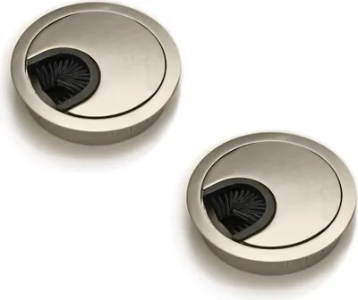 Produktbild von 2er Set sossai Metall Kabeldurchlass Ø80mm in Satin Schreibtisch Kabeldurchführung