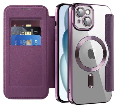 Obrázek produktu pro Techsuit – pouzdro SmartMag Book pro iPhone 15 Plus – fialové