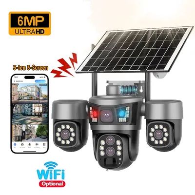 Produktbild von WIFI-4K-6-MP-Smart-Außenüberwachungskamera, 10-facher optischer Zoom, Gesichtserkennung, 360°-Drehfunktion Solar