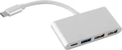 Produktbild von Cadorabo 4-Port USB Multischnittstelle Plug&Play USB-C Anschluss, USB-C Ladebuchse, 2 USB 2.0 USB 3.0 Ports Silberfarben