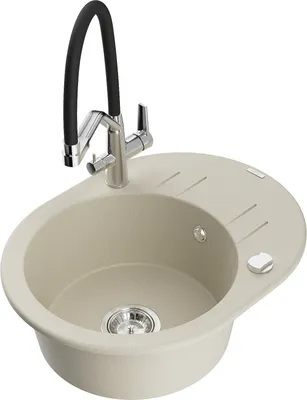 Produktbild von Mexen Kevin 1-Becken-Granitspüle mit Mischbatterie Duo, Beige - 6517-69-671701-07