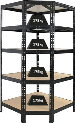 Produktbild von Eckregal Tiger HxBxT 180x90x60 cm | Fachlast 175kg | Schwarz