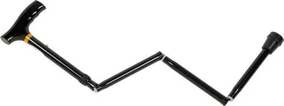 Image de Bâton réglable en aluminium avec poignée en bois, noir, léger