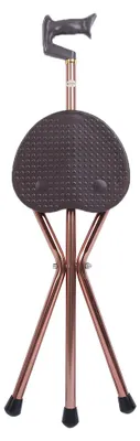 Image de Tabouret-canne à trois pieds antidérapant pour
personnes âgées, chaise-canne pliable et extensible pour
l'extérieur