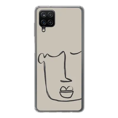 Produktbild von MuchoWow® Handyhülle Schutzhülle Hülle für Samsung Galaxy A12 Gesicht - Abstrakt - Strichzeichnung Silikon Softcase Handy Hülle - Bild