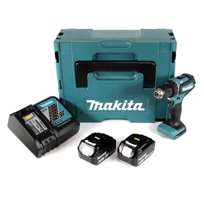 Produktbild von Makita DDF485RFJ Profi-Akku-Bohrmaschine, 3 Ah Akkukapazität, 18 V Akkuspannung, variable Geschwindigkeit, inklusive 2 Lithium-Ionen-Akkus und Ladegerät
