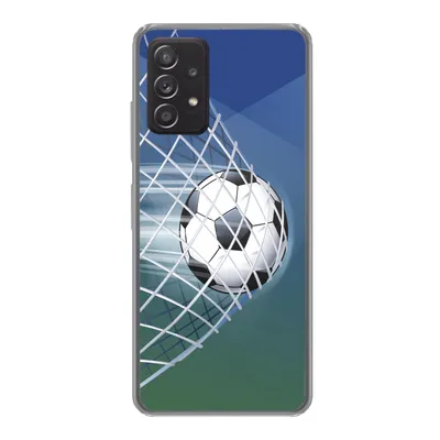Produktbild von MuchoWow® Handyhülle Schutzhülle Hülle für Samsung galaxy a73 Eine Illustration eines Fußballs im Netz - Jungen - Mädchen - Kinder Silikon Softcase Handy Hülle - Handyhülle