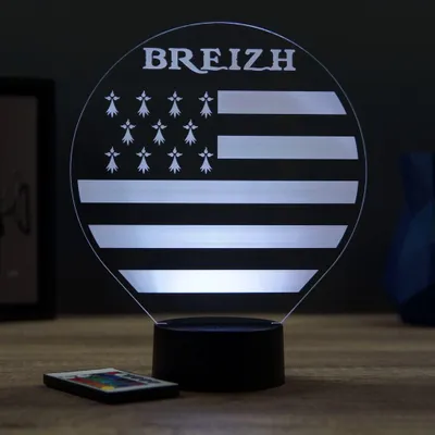 Image de Lampe 3D Bretagne Breizh – LED 16 couleurs – Idée Cadeau – Fabriquée en France