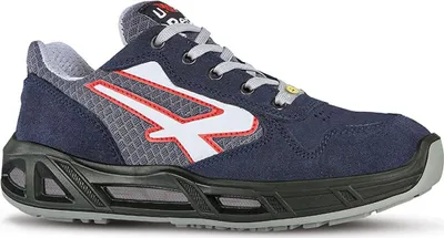 A single blue safety shoe is shown against a white background.