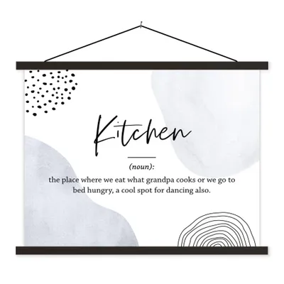 Produktbild von MuchoWow® Textilposter Sprichwörter - Zitate - Küche - Definition Küche - Wörterbuch 40x30 cm mit schwarzem Rahmen - Dekorationen