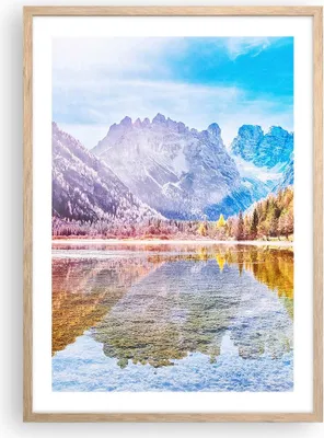 Produktbild von Gerahmtes Poster - Rahmen in heller Eiche - Herbst Landschaft Berge - 50x70 cm - Wand Bild - Wanddeko - Wandbilder - Kunstposter - Wandposter - Bilderrahmen - Bilder - Kunstdruck - P2NPA50x70-4624