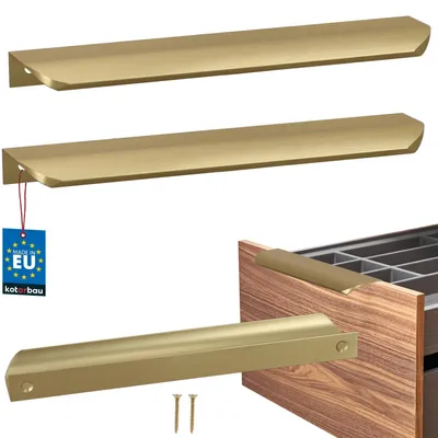 Produktbild von KOTARBAU® 2er Set Möbelgriff Schrankgriffe 212 mm Gold Matt ZnAl Hinterschraubgriffe Kantengriff Schubladengriffe Küche Modern