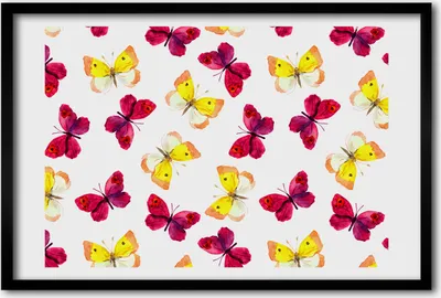 Produktbild von Bild 60x40 MDF-Rahmen, Wandkunst Schmetterlinge und Blumen