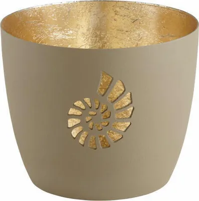 Produktbild von Gift Company Windlicht Madras Muschel M, Teelichthalter, Kerzenhalter, Eisen, sandstone / Gold, H 8.5 cm, 1099704029