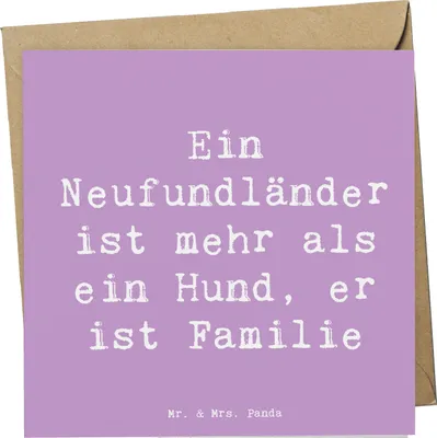 Produktbild von Mr. & Mrs. Panda Glückwunschkarte Spruch Neufundländer Familie - Lavendeltraum - Geschenk, Begleiter, Grußkarte, Hunderassen, Vielfalt, faltkarte, doppelkarte, Hunderasse