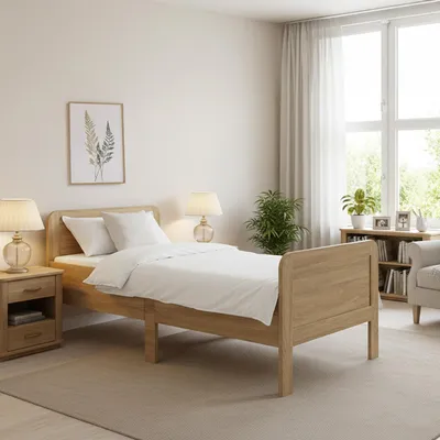 Produktbild von Homestyle4u Komfortbett 100x200, Seniorenbett, Komforthöhe Holz extra hoch