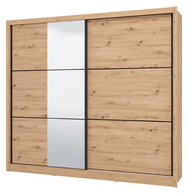 Produktbild von Sergnano - Kleiderschrank 2 Türen, 242x216h cm Braun Eiche mit Knoten, Kleiderstange