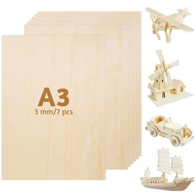 Immagine prodotto di 7 fogli di multistrato A3, spessore 3 mm, pannello di legno per progetti creativi