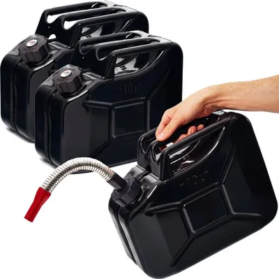 Produktbild von BW® Kraftstoffkanister Metall Benzinkanister 3x 10 Liter mit Schraubverschluss mit Ausgießer - Schwarz RAL 9005 - UN-Zulassung - Hergestellt in Europa