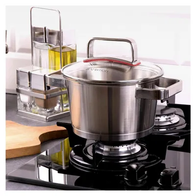 Produktbild von Edelstahl Kochtopf 24 cm mit Deckel 5,3 l für alle Herdarten