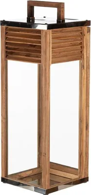 Produktbild von Casa Padrino Deko Kerzenleuchter Braun / Silber 30 x 30 x H. 80 cm - Handgefertigte Laterne mit Tragegriff - Gastronomie Accessoires - Restaurant Accessoires - Hotel Accessoires - Deko Accessoires