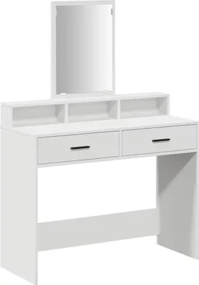 Produktbild von vidaXL Schminktisch mit Regal Weiß 100 x 41 x 140 cm Holzwerkstoff