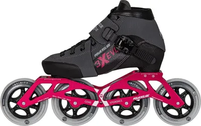 Image de Rollers Powerslide Triple X Evo Adjustable pour enfants, gris et rose, pointures 34-37 (garçons et filles), gris et rose, pointures 34-37