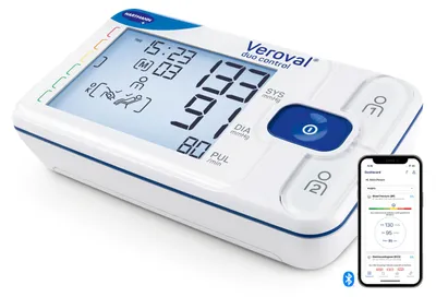 Zdjęcie produktu dla Veroval Duo Control, Przedramię, Automatyczny, Niebieski, Biały, LCD, 2 użyt., AA
