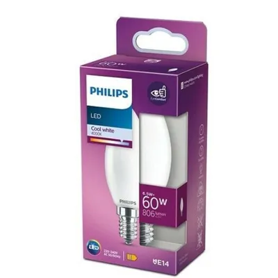 Zdjęcie produktu dla Philips 8718699762711, 6,5 W, 60 W, E14, 806 lm, 15000 h, Zimne białe