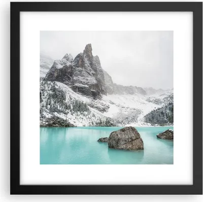 Produktbild von Gerahmtes Poster - Schwarzer Rahmen - Berge See Schnee - 30x30 cm - Wand Bild - Wanddeko - Wandbilder - Kunstposter - Wandposter - Bilderrahmen - Bilder - Kunstdruck - Wanddekoration - P2BAC30x30-4377
