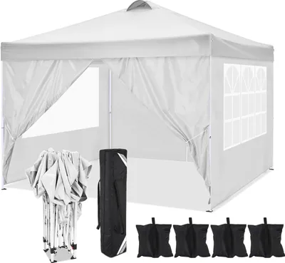 Immagine prodotto di Padiglione pieghevole, 3 x 3 m, impermeabile, 4 pareti laterali, bianco