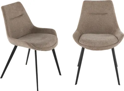 Zdjęcie produktu dla Zestaw 2 krzeseł z tkaniny w kolorze szaro-szarym, szerokość 62 cm - COLOMBE