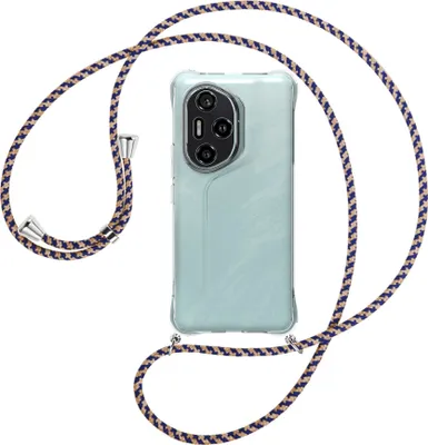 Produktbild von Handykette Backcover-Schutzhülle mit Band (Metall silberfarben) für Honor 300 Pro 5G - blau+beige