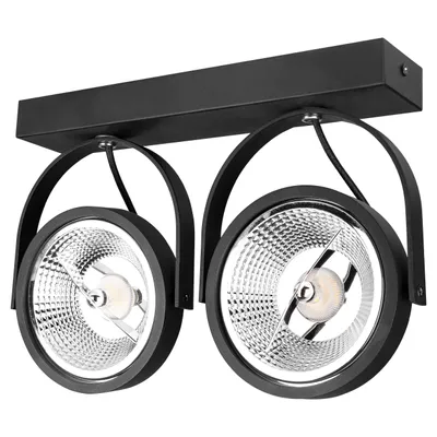 Zdjęcie produktu dla MasterLED AR111 Kinkiet LED 2-punktowy czarny matowy obrotowy 350° GU10 do wnętrz IP20