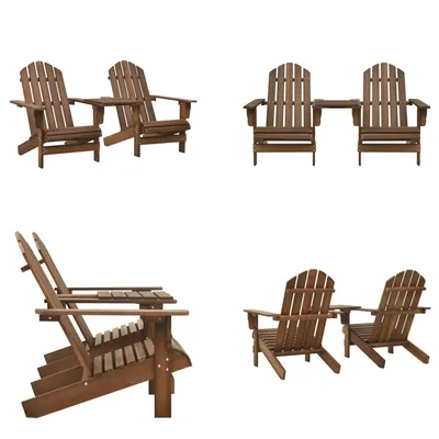 Obrázek produktu pro vidaXL Zahradní židle Adirondack s čajovým stolkem z masivního dřeva jedle hnědá - Zahradní židle - Zahradní křesla - Venkovní židle