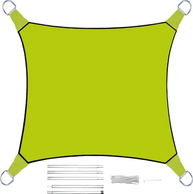 Produktbild von Sonnensegel Quadratisch Grün 3,6m mit Stangenset für Garten Sonnenschutzsegel