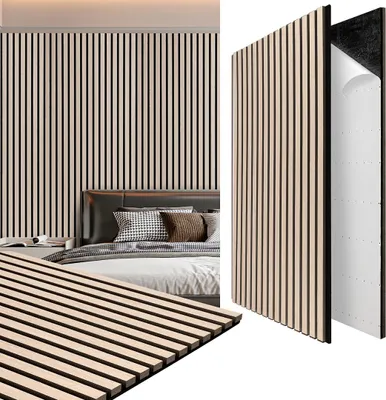 Immagine prodotto di Pannelli acustici autoadesivi ISOISL, 120x60 cm, rovere, pannelli a parete in feltro MDF, confezione da 2 pezzi